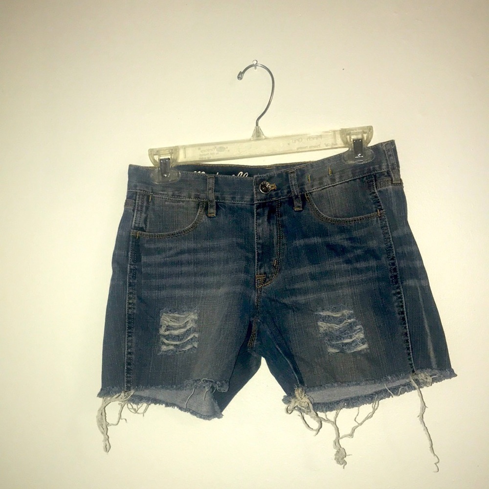 Madewell denim distressed raw hem shorts Sz 26